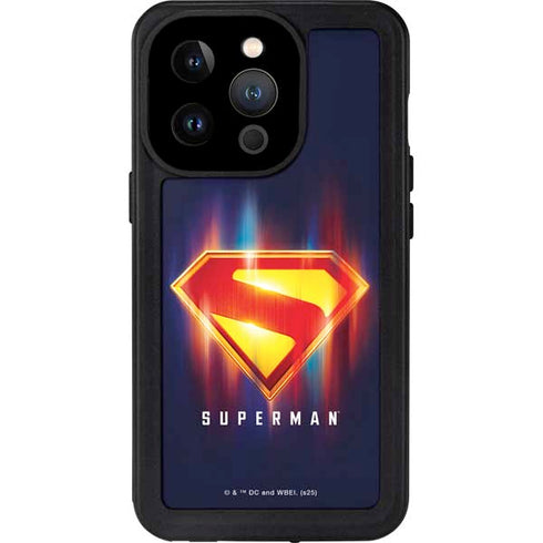Superman 2025 Energy Shield Neon Emblem iPhone 15 Pro Waterproof Case